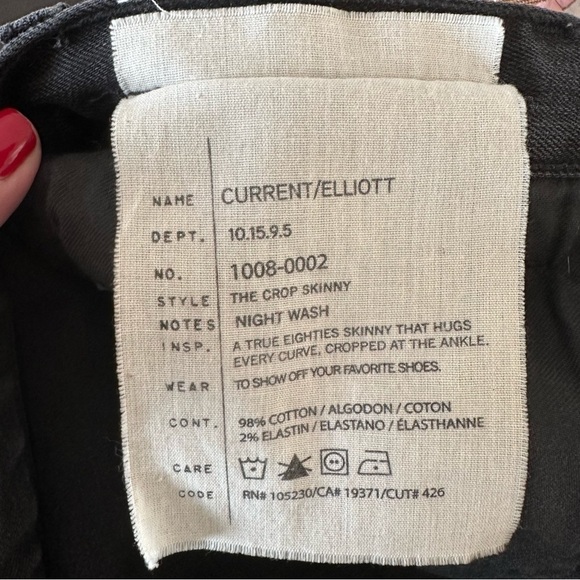 Current Elliot the crop skinny night wash distressed black jeans size 29 - Picture 6 of 6